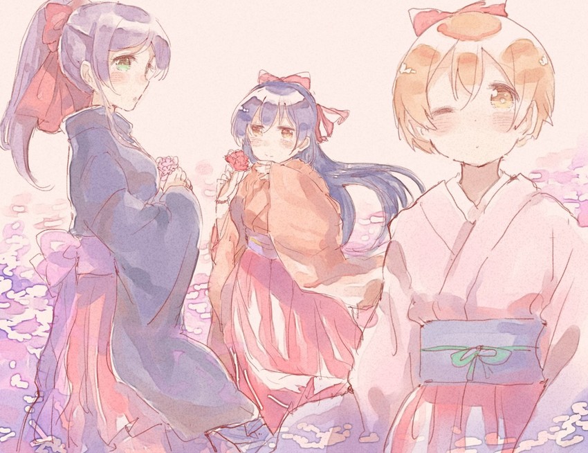 tojo nozomi, sonoda umi, and hoshizora rin (love live! and 1 more) drawn by shijimi_kozou