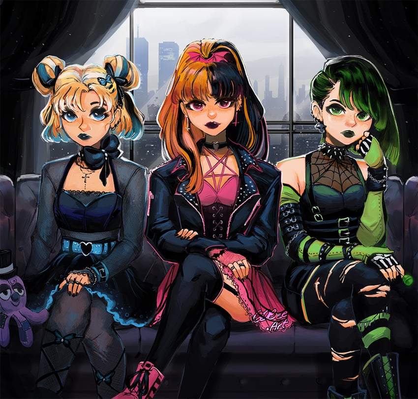 buttercup, blossom, and bubbles (powerpuff girls) drawn by geneva_bowers