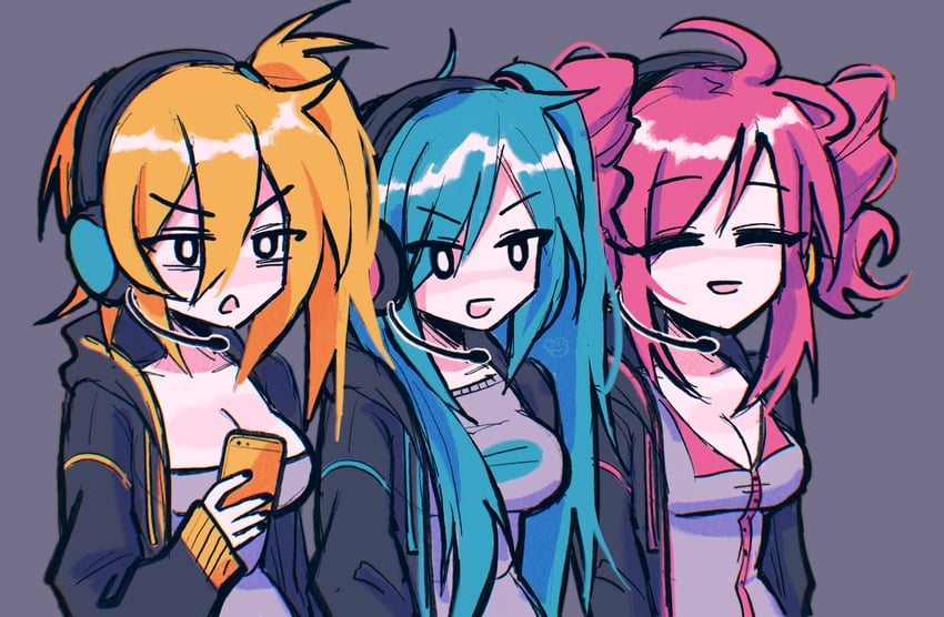 hatsune miku, kasane teto, and akita neru (vocaloid and 2 more) drawn by megrocks