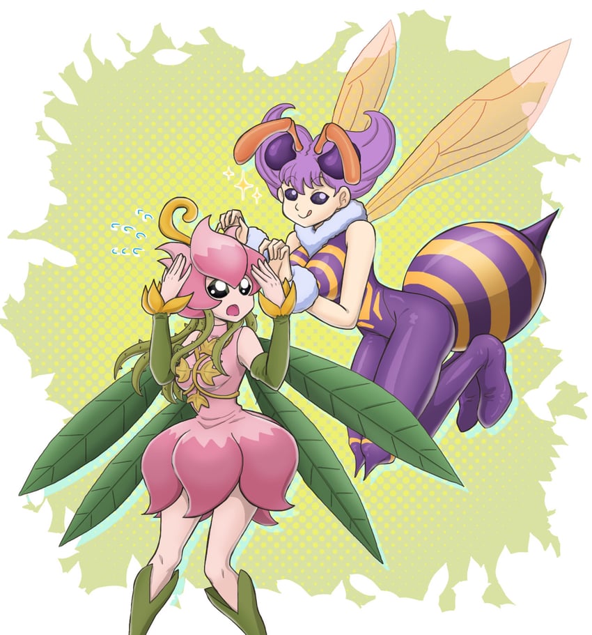 q-bee and lilimon (digimon and 1 more) drawn by azealeon