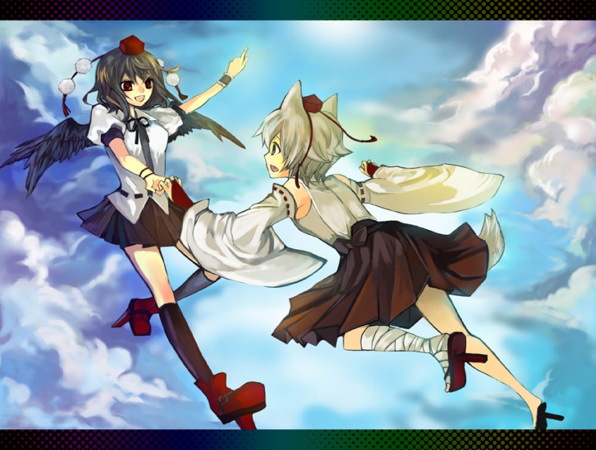 shameimaru aya and inubashiri momiji (touhou) drawn by hina_(pico)
