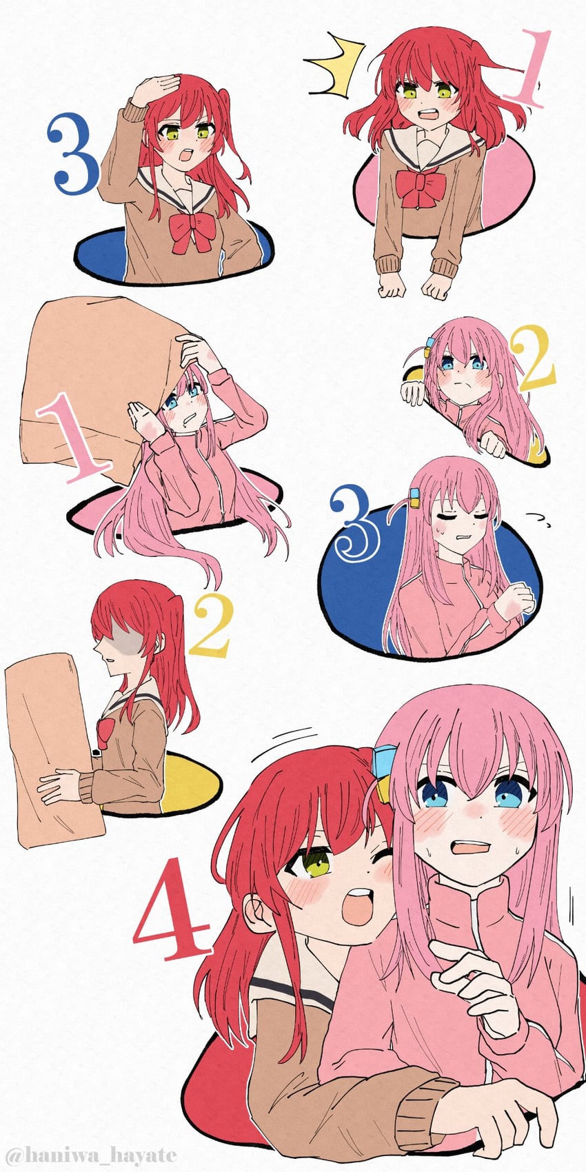 gotoh hitori and kita ikuyo (bocchi the rock!) drawn by haniwa_hayate