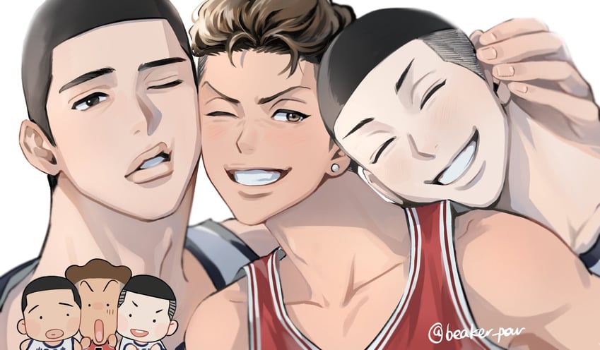 miyagi ryouta, sawakita eiji, and fukatsu kazunari (slam dunk) drawn by beaker_pour