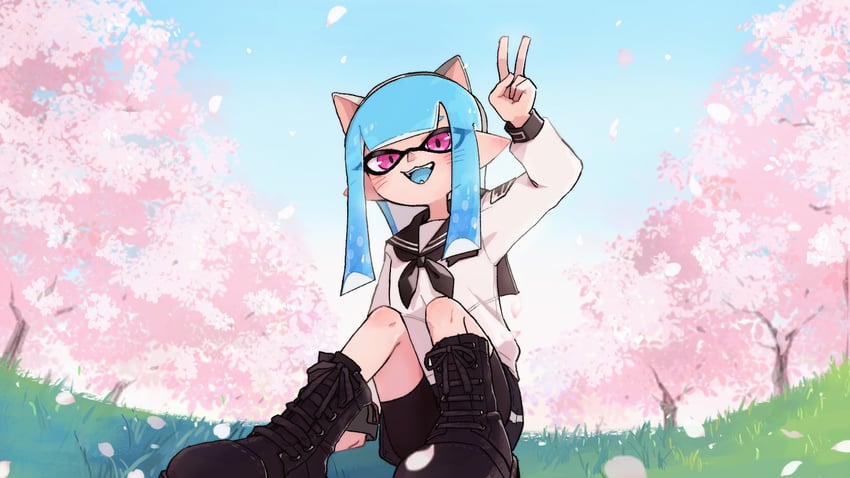 inkling player character and inkling girl (splatoon and 1 more) drawn by yake_zake