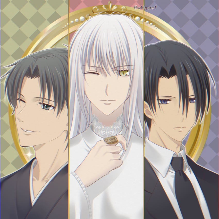 sohma shigure, sohma ayame, and sohma hatori (fruits basket) drawn by akigure1