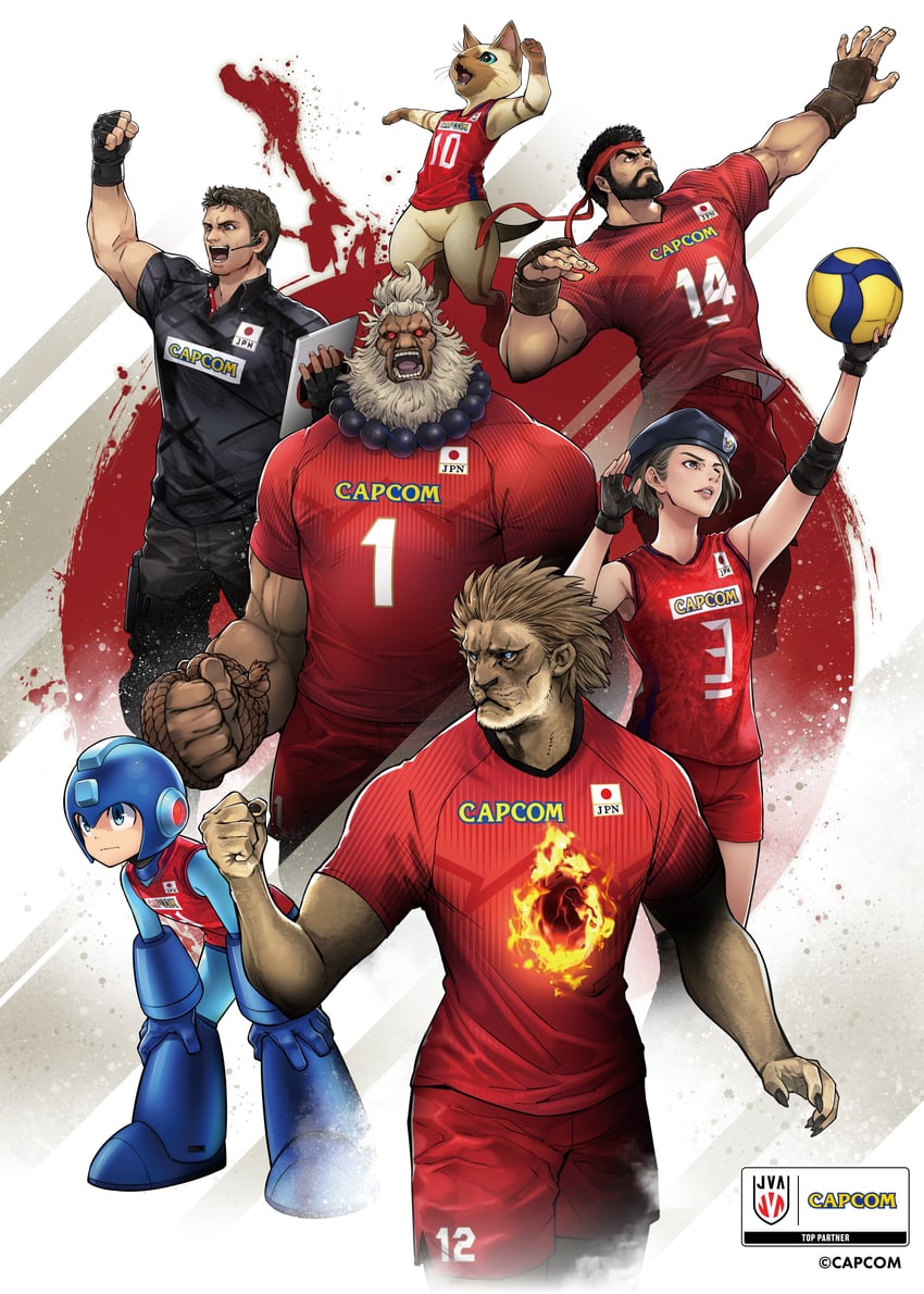 ryu, mega man, jill valentine, chris redfield, felyne, and 2 more (street fighter and 8 more)