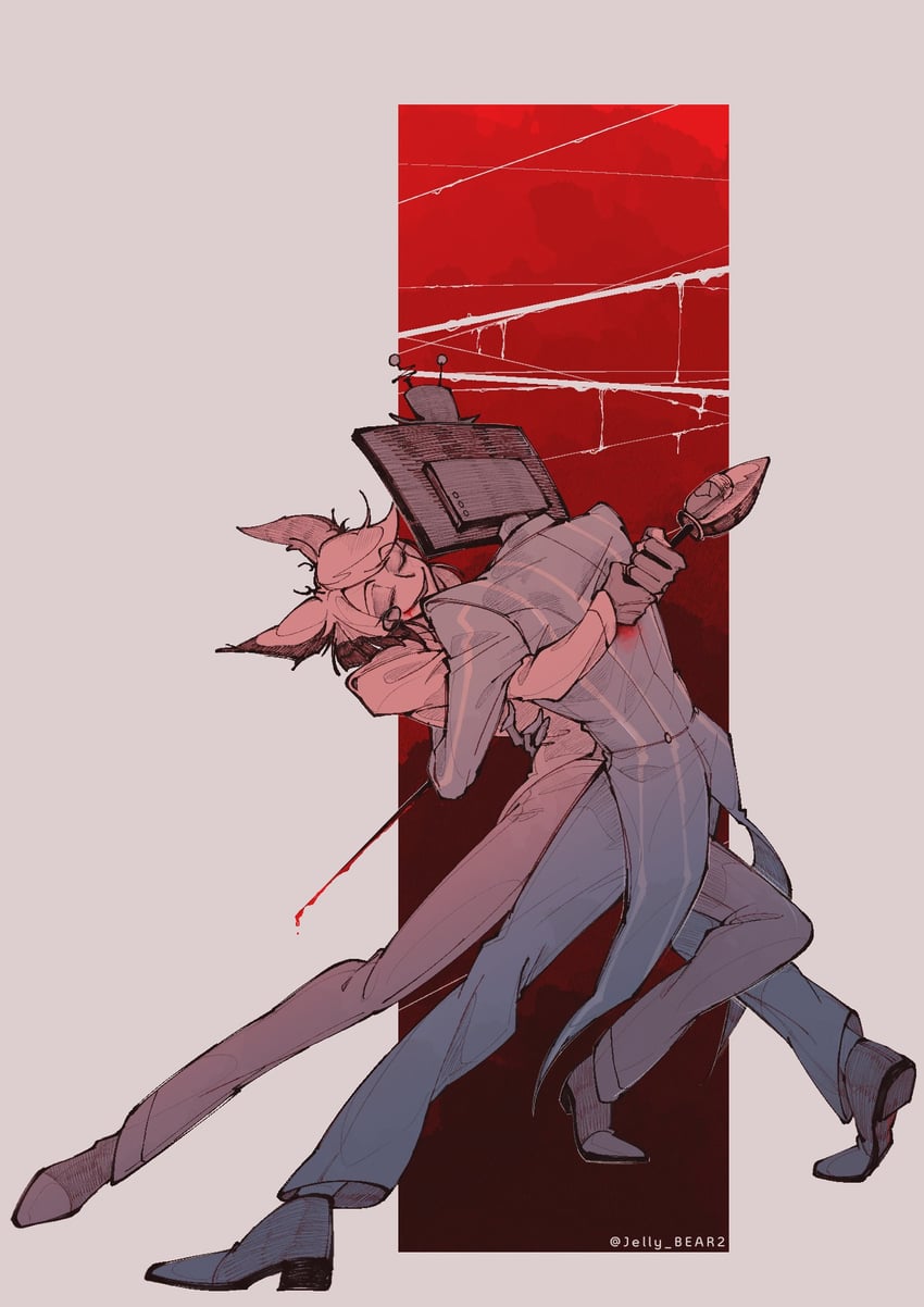 alastor and vox (hazbin hotel) drawn by jelly_bear2