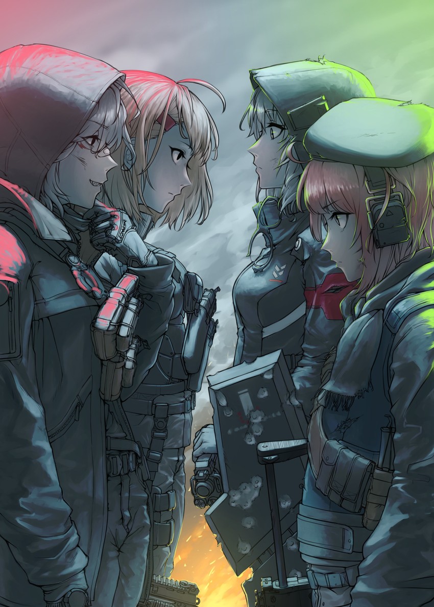 mp7, sl8, ksg, and acr (girls' frontline) drawn by mji_(emucchi)