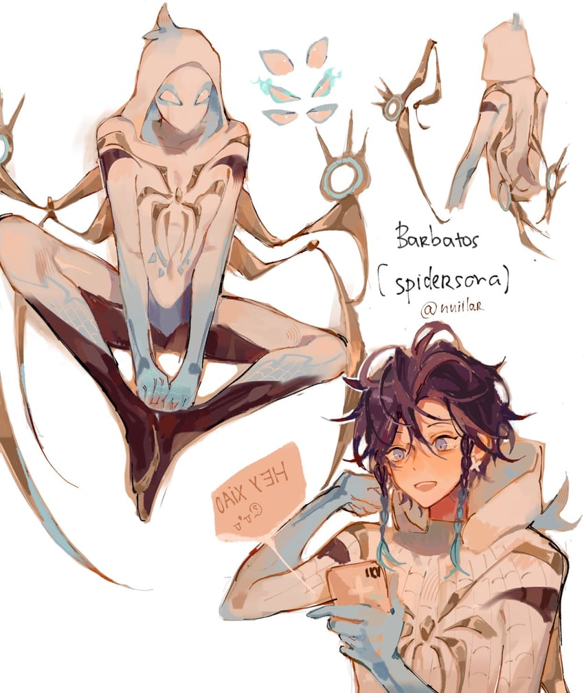 venti and spider-man (original and 3 more) drawn by nuiilar