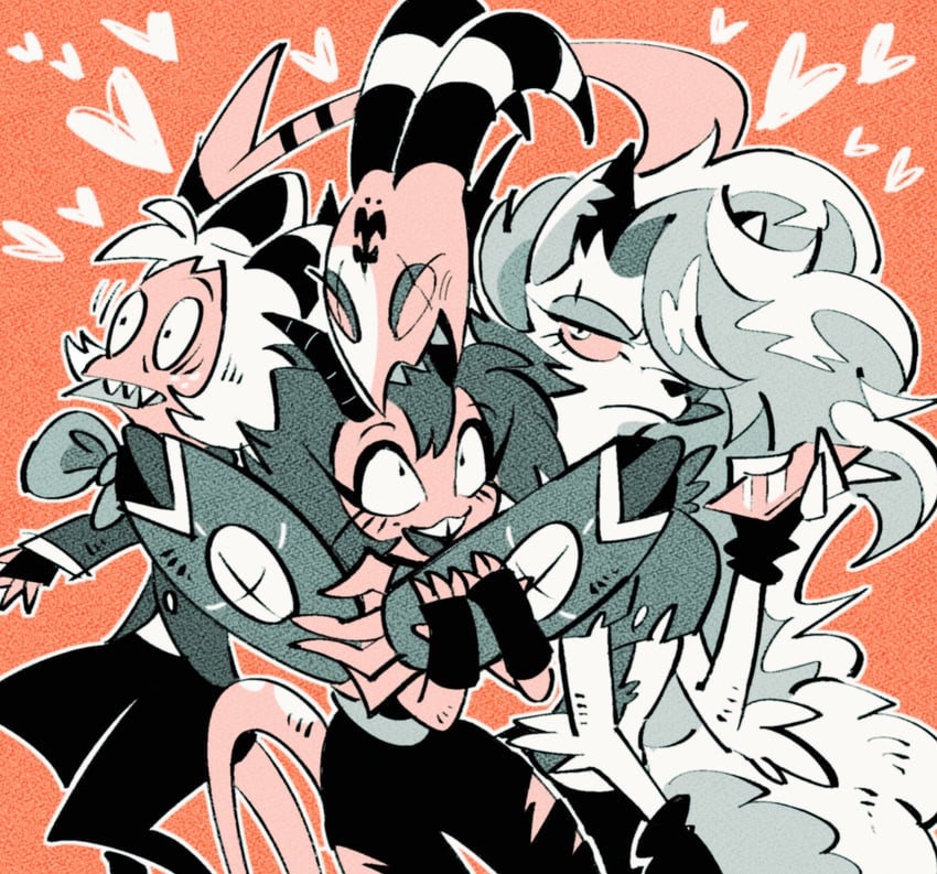 loona, blitzo, moxxie, and millie (helluva boss) drawn by yasutak1192