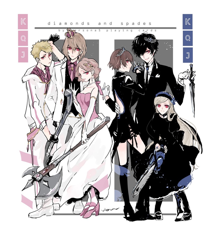 amamiya ren, niijima makoto, okumura haru, akechi gorou, sakamoto ryuuji, and 1 more (persona and 1 more) drawn by ilohasvio