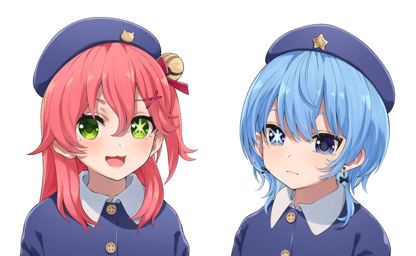 hoshimachi suisei and sakura miko (hololive and 1 more) drawn by rena_sakuma