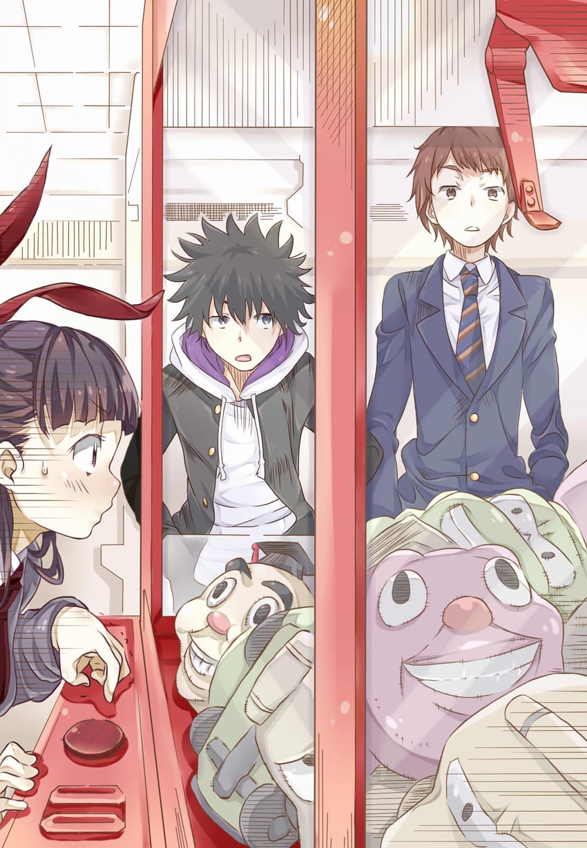 kamijou touma, kamisato kakeru, and keshouin asuka (toaru majutsu no index and 1 more) drawn by 2233285121 and haimura_kiyotaka