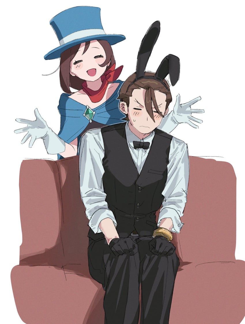 apollo justice and trucy wright (ace attorney and 1 more) drawn by mmmr_777