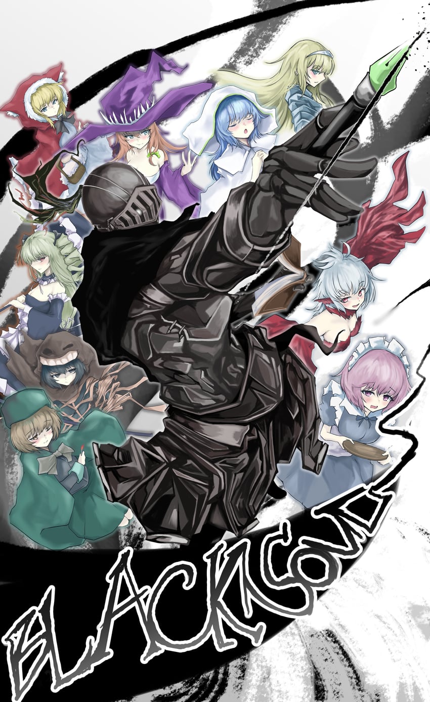 grimm, red hood, dorothy, victoria, elisabeth, and 4 more (black souls) drawn by scrapiron2800