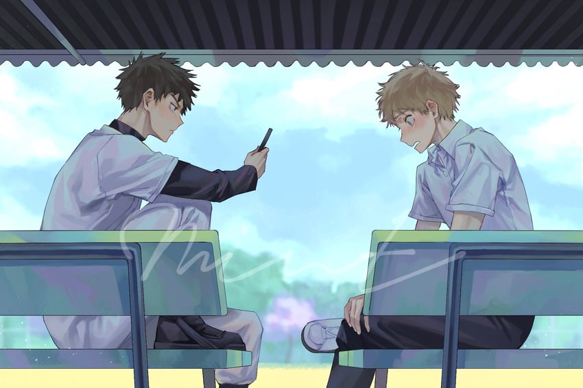 mihashi ren and abe takaya (ookiku furikabutte) drawn by dong_98