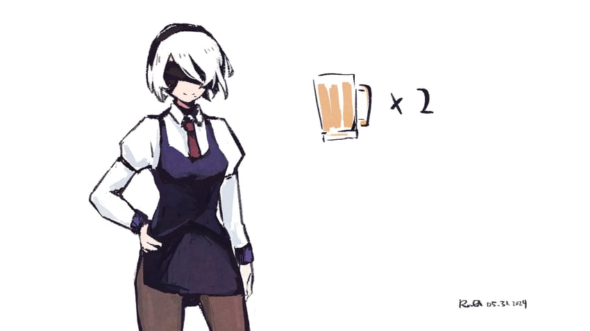 2b and jill stingray (nier and 2 more) drawn by rnna
