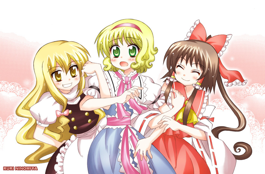 hakurei reimu, kirisame marisa, and alice margatroid (touhou) drawn by ruri_ninomiya