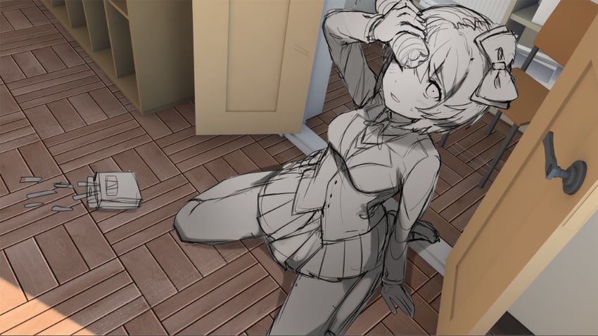 sayori (doki doki literature club) drawn by satchely