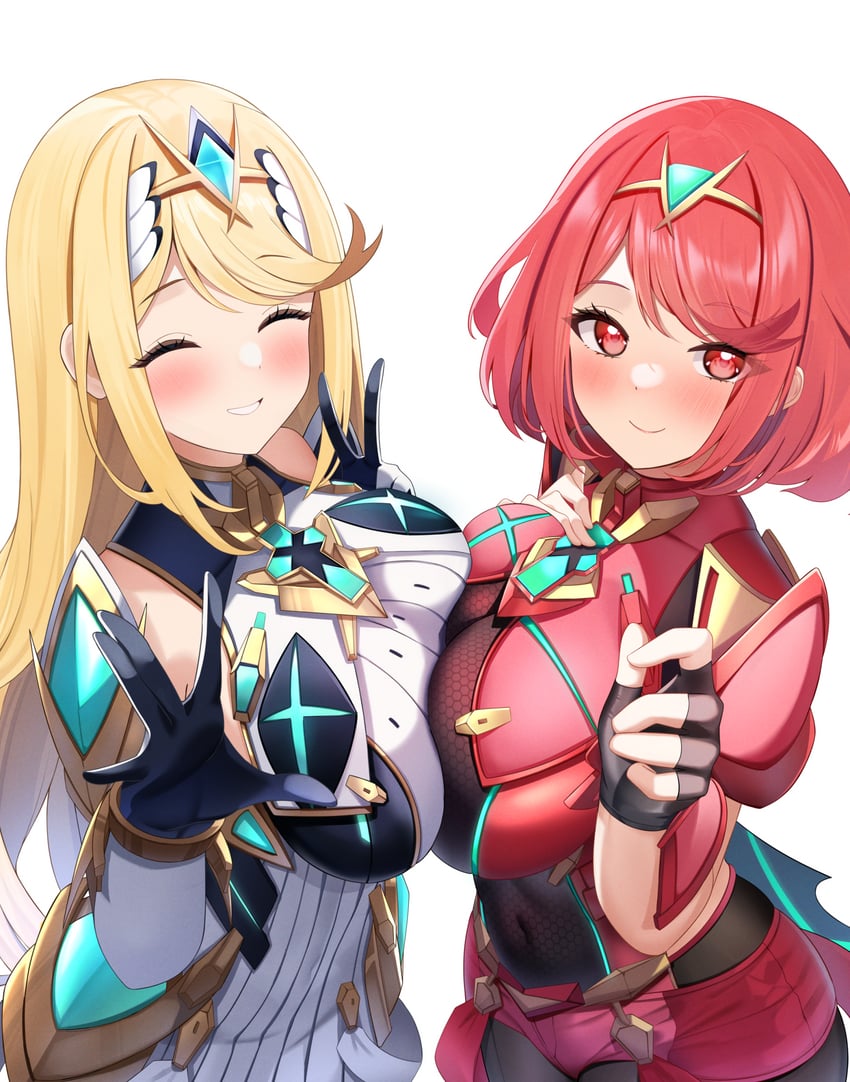 pyra and mythra (xenoblade chronicles and 1 more) drawn by kanno_esuto
