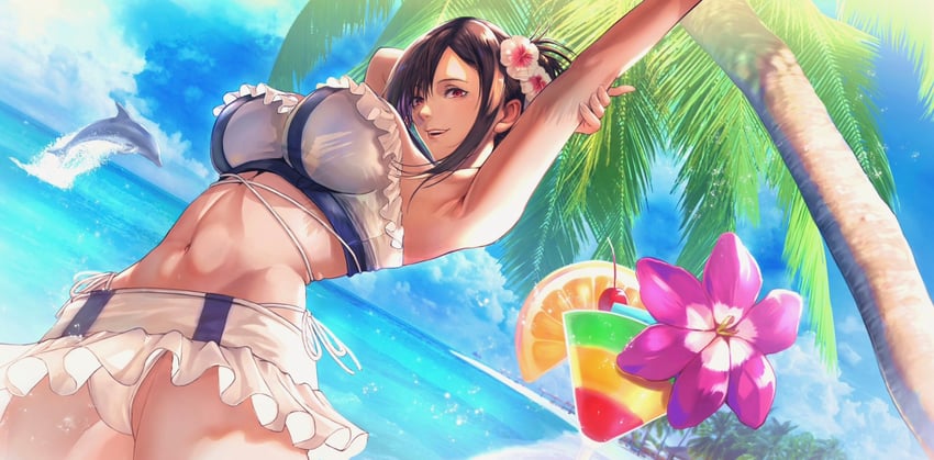 tifa lockhart (final fantasy and 3 more) drawn by gauss_<bokashi