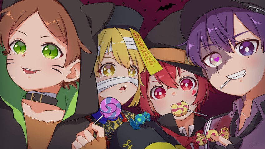 aho no sakata, uratanuki, senra, and shima (urashimasakatasen) drawn by hatoka_ra5