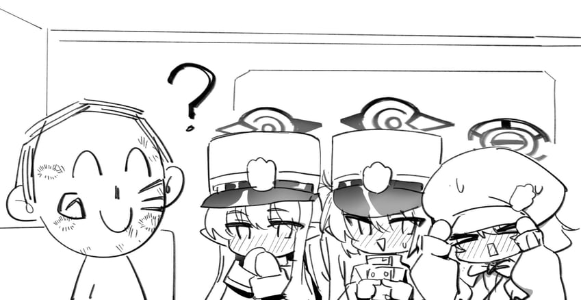 sensei, doodle sensei, hikari, nozomi, and aoba (blue archive) drawn by meng_yin