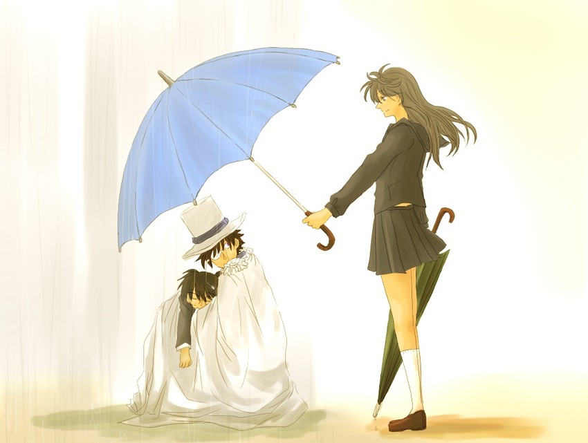 edogawa conan, kaitou kid, and nakamori aoko (meitantei conan and 1 more) drawn by arided_(yuzuru)