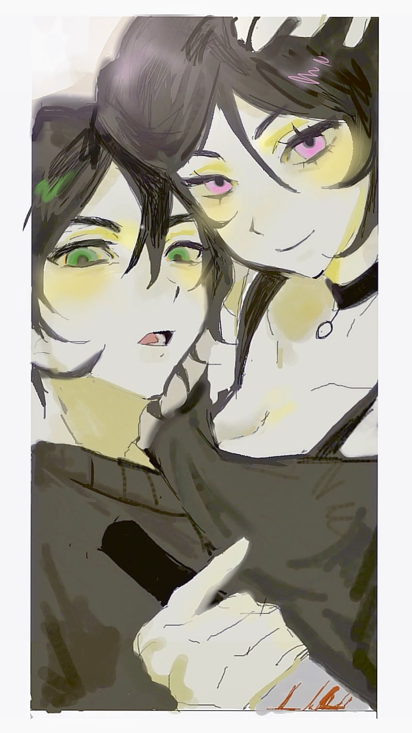 ashley graves and andrew graves (the coffin of andy and leyley) drawn by una_(user_axdk2325)