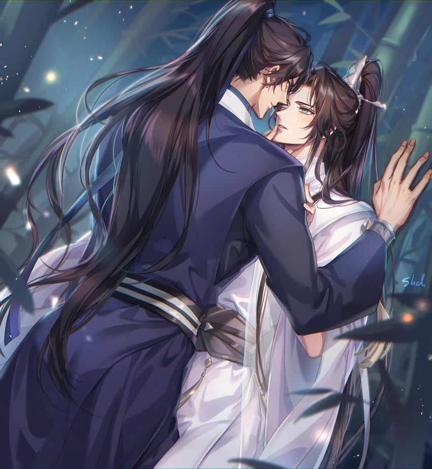 chu wanning and mo ran (erha he tadebai mao shizun) drawn by zehel_az