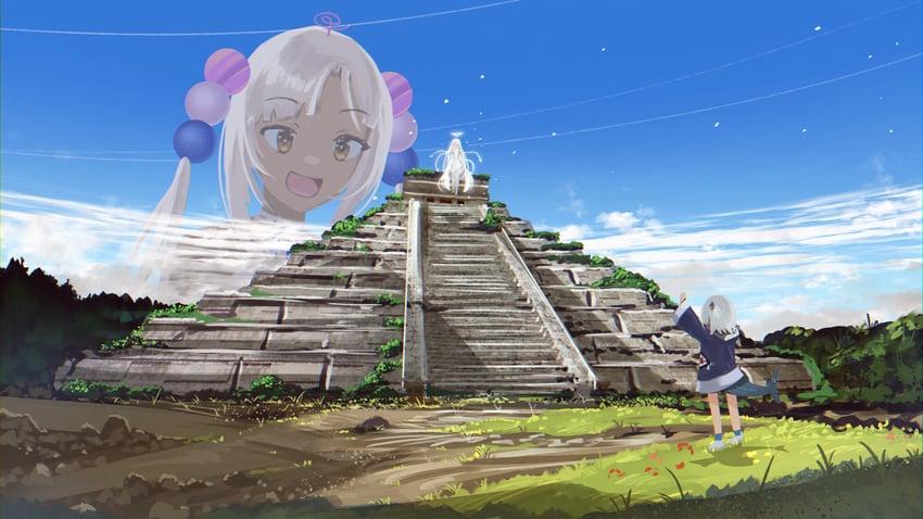 gawr gura, tsukumo sana, and omega alpha (hololive and 1 more) drawn by advarcher