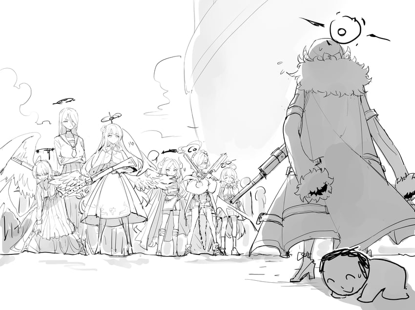 sensei, doodle sensei, hina, hoshino, mika, and 4 more (blue archive) drawn by parack