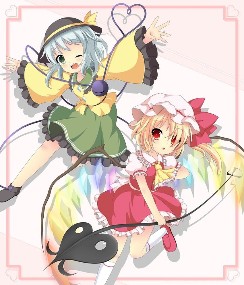 flandre scarlet and komeiji koishi (touhou) drawn by kumatoshi