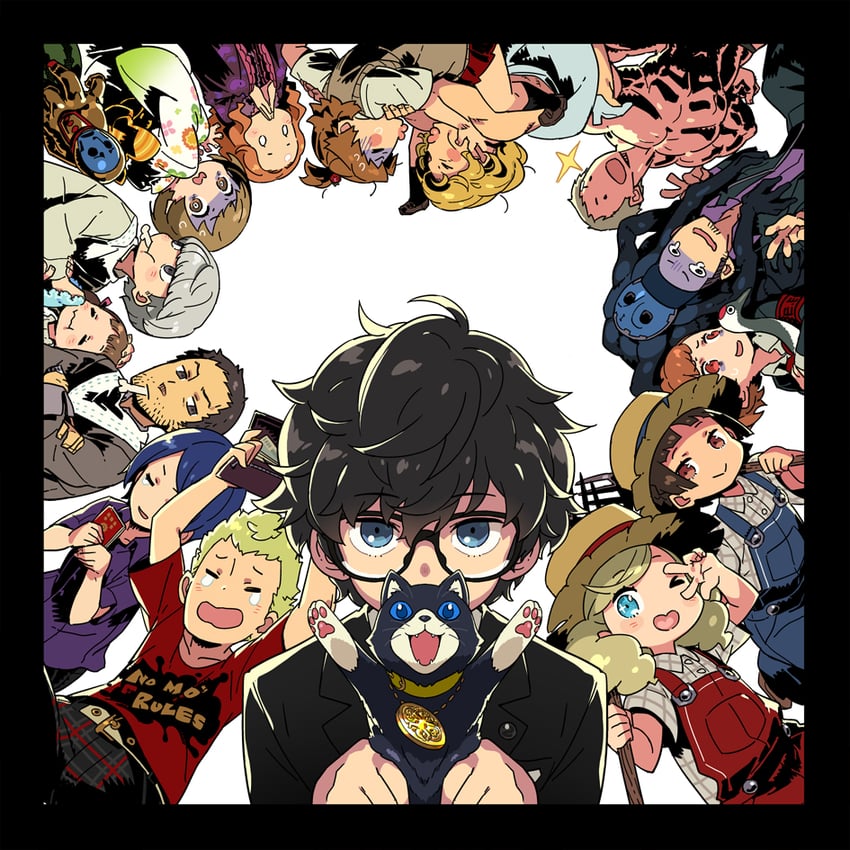 narukami yu, amamiya ren, satonaka chie, shiomi kotone, takamaki anne, and 11 more (persona and 4 more) drawn by himukai_yuuji