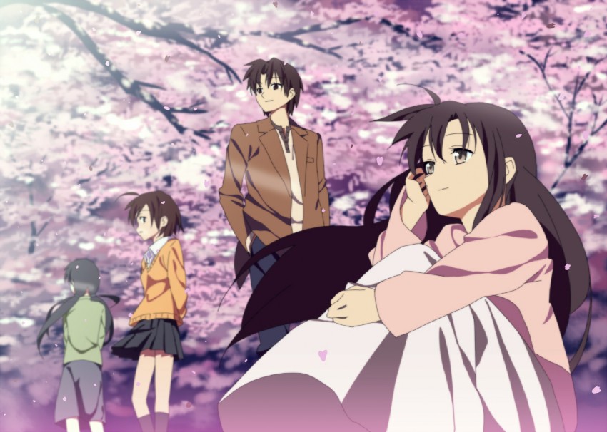 shinohara akari, toono takaki, and sumita kanae (byousoku 5 centimeter) drawn by nagareboshi