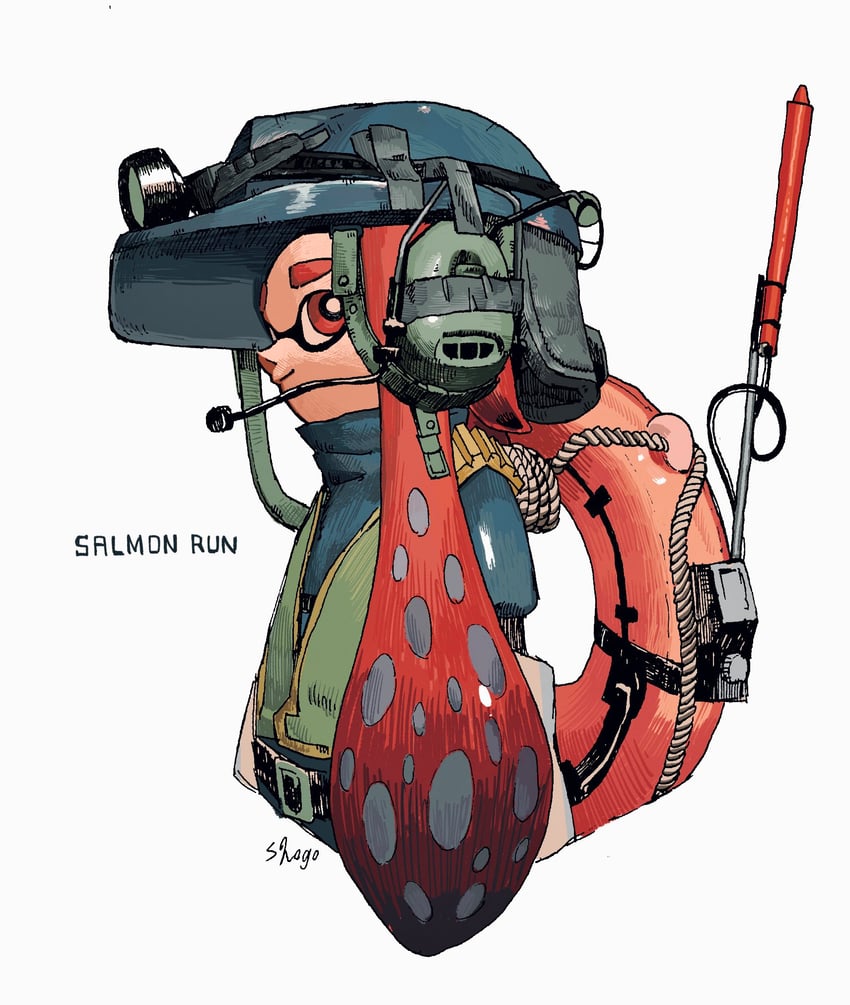 inkling player character and inkling girl (splatoon and 1 more) drawn by shogo_(shogo70449442)