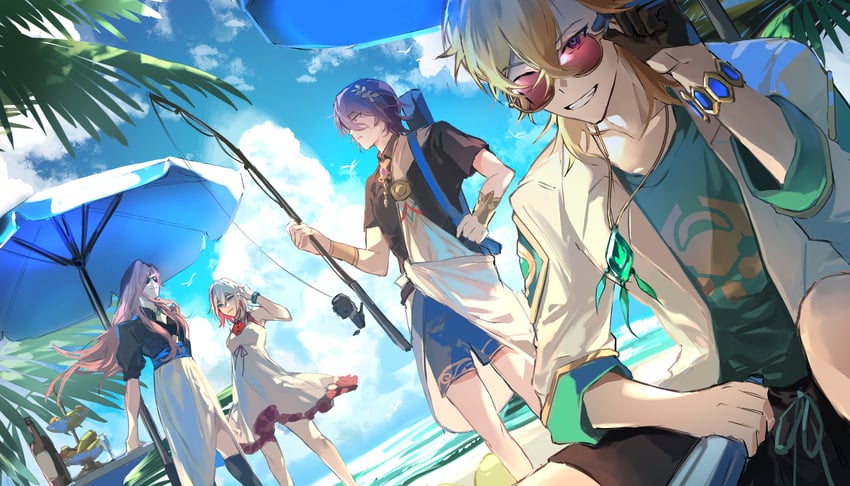 aventurine, dr. ratio, topaz, and jade (honkai and 1 more) drawn by seo2_aventurine