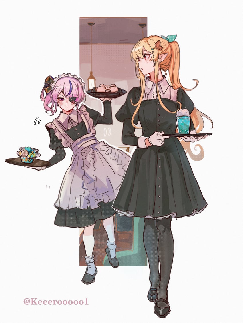 pomu rainpuff and maria marionette (nijisanji and 1 more) drawn by xiongbingbisata