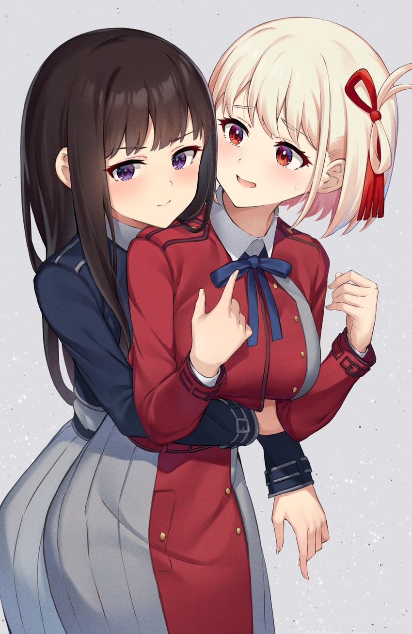 nishikigi chisato and inoue takina (lycoris recoil) drawn by pizza_(pizzania_company)