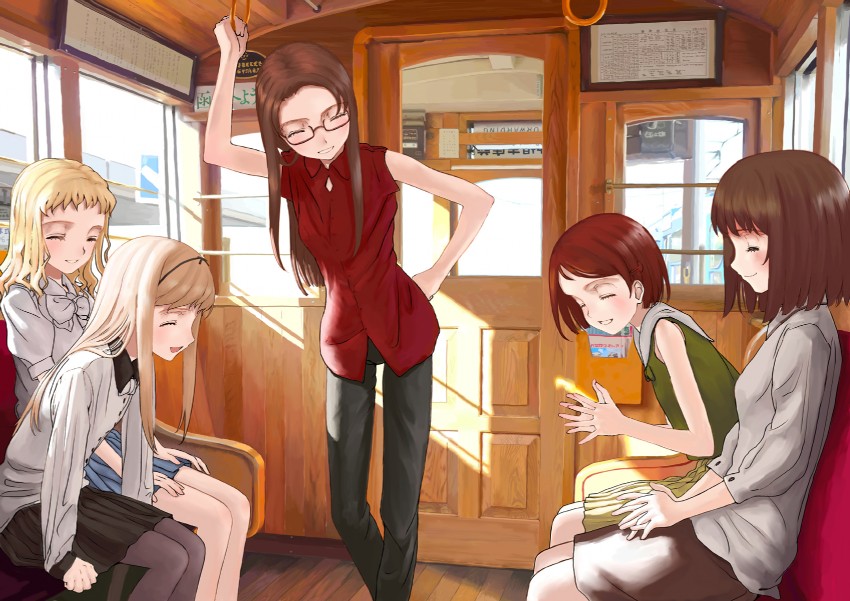 akanegi atsuko, shiraishi karin, asahina kyouko, kitano suomi, and harada akari (kita e) drawn by mocha_(snowflake)