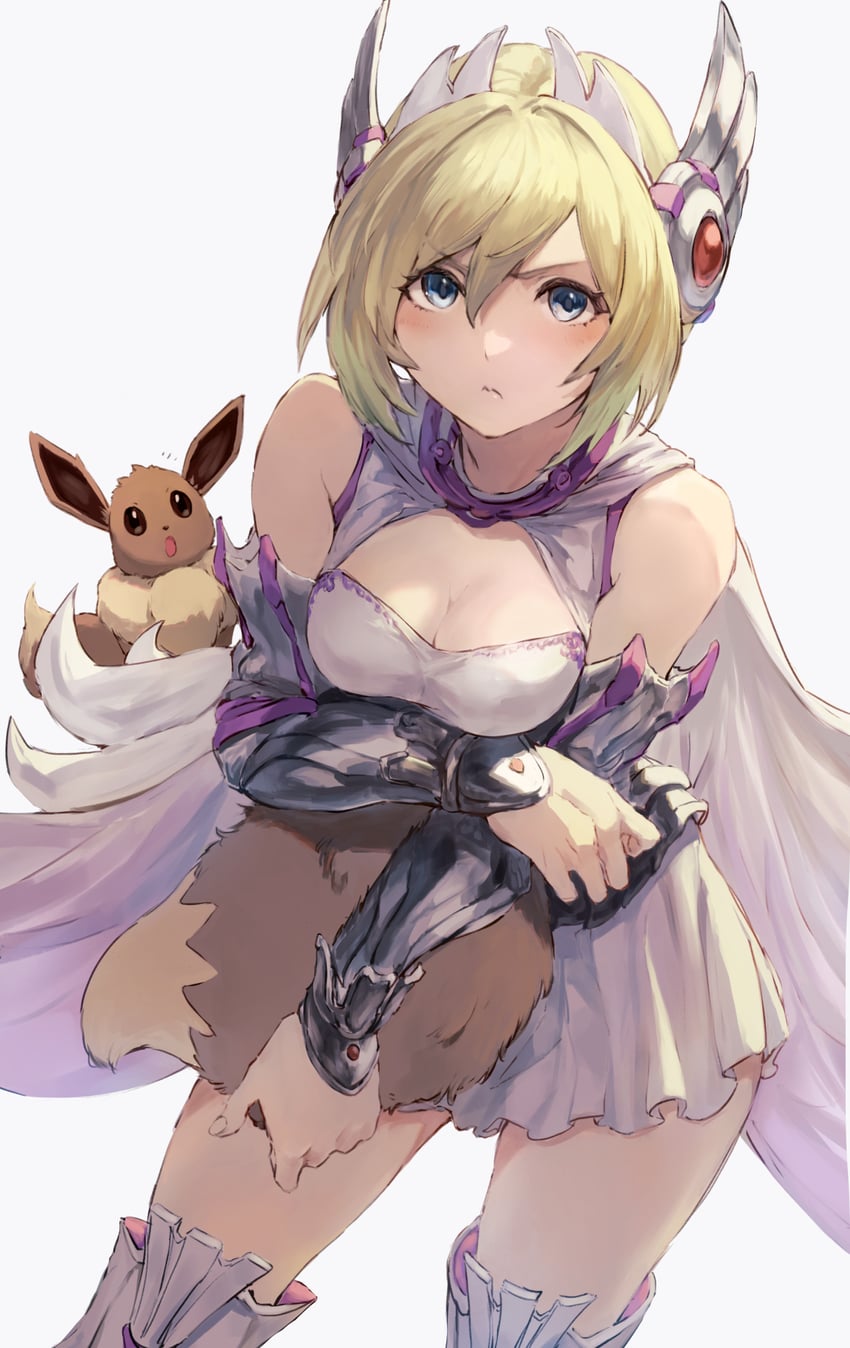 eevee and irida (pokemon and 1 more) drawn by jojobirdz