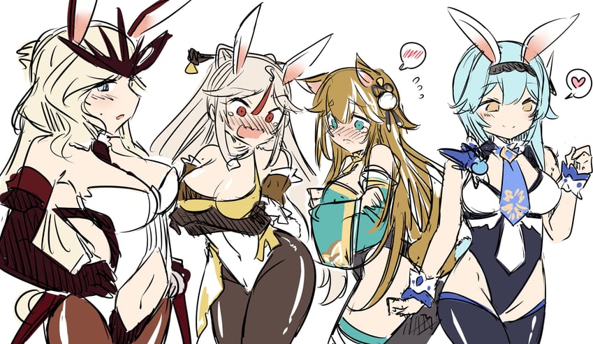 eula, ningguang, signora, and hina (genshin impact) drawn by sesield