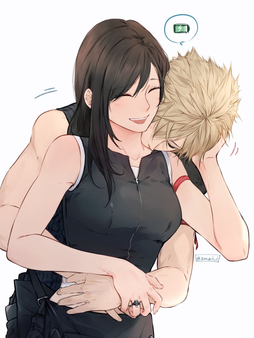 tifa lockhart and cloud strife (final fantasy and 2 more) drawn by maiii_(smaii_i)