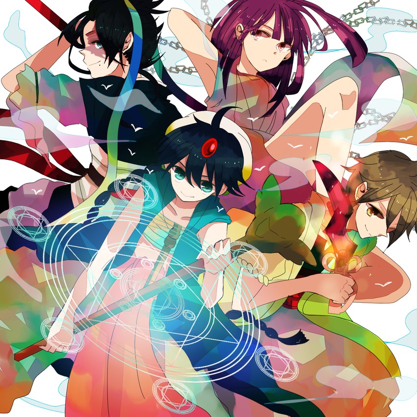 morgiana, aladdin, alibaba saluja, and ren hakuryuu (magi the labyrinth of magic) drawn by asou_(zone54)