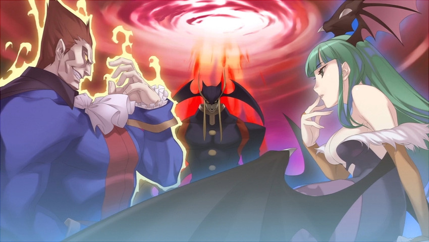 morrigan aensland, demitri maximoff, and jedah dohma (darkstalkers and 1 more) drawn by hirano_katsuyuki