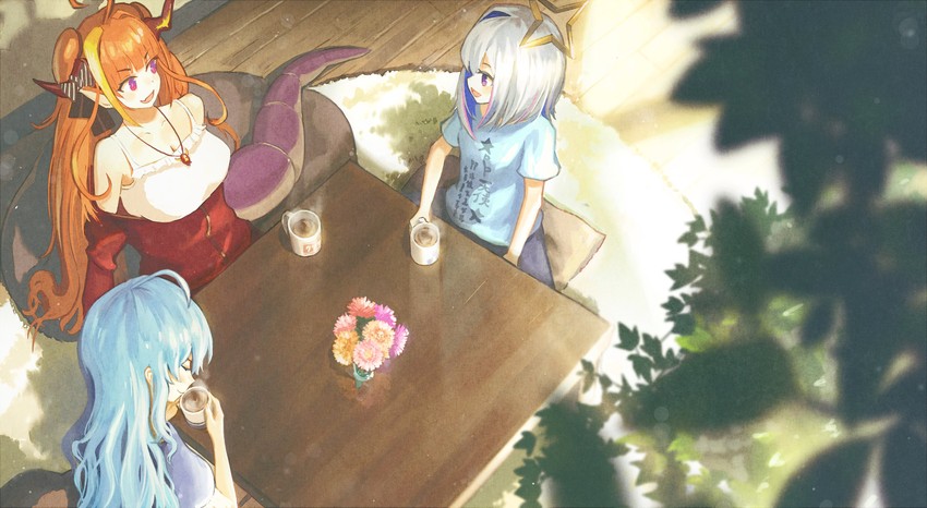 hoshimachi suisei, amane kanata, and kiryu coco (hololive) drawn by etta