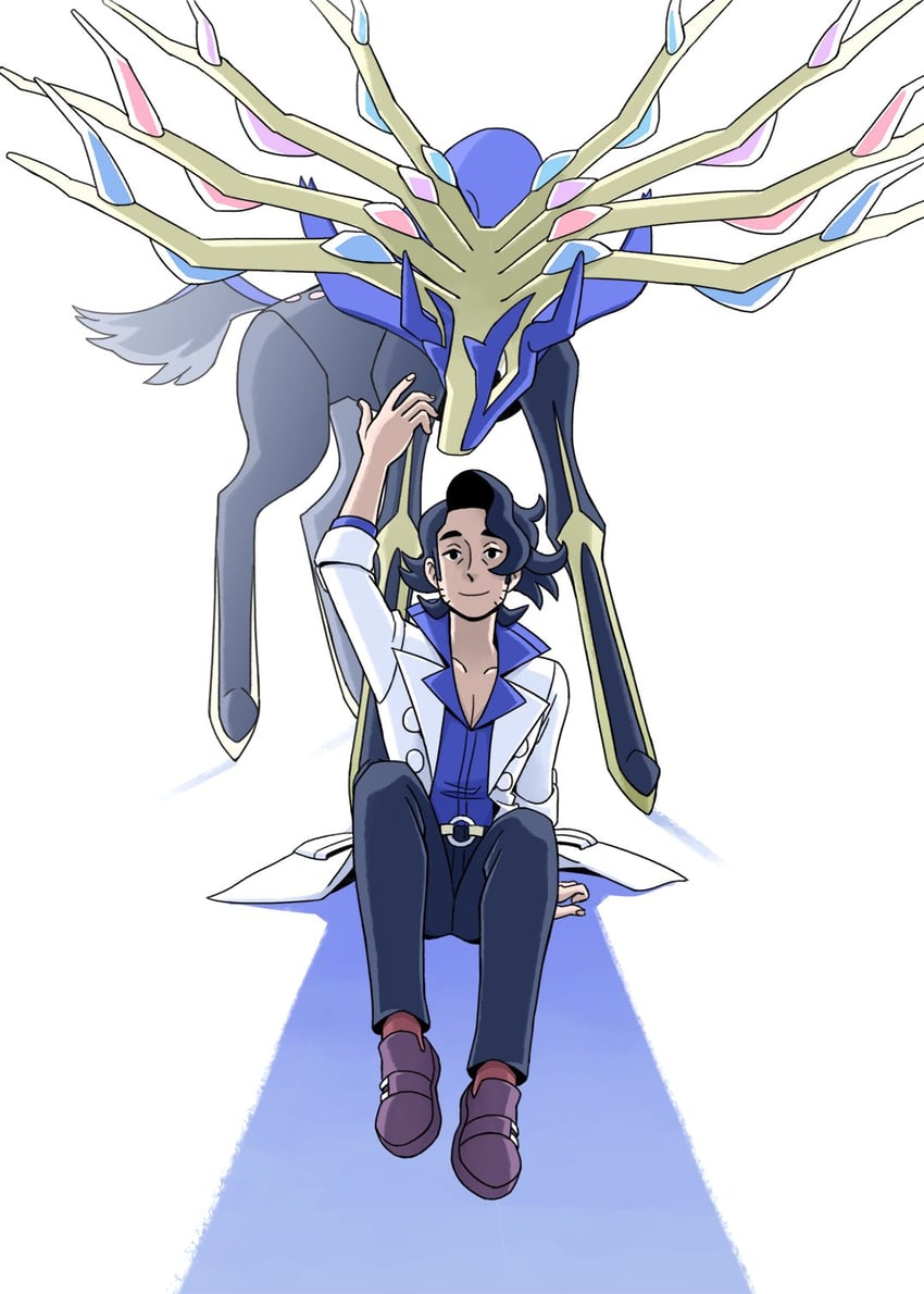 professor sycamore and xerneas (pokemon and 1 more) drawn by effie_lealand