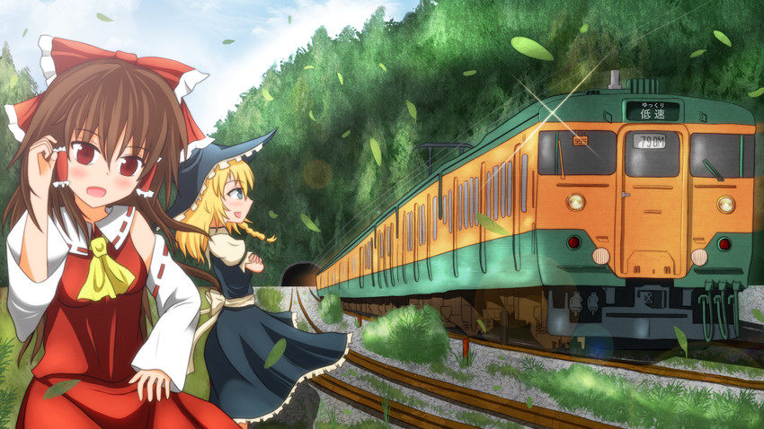 hakurei reimu and kirisame marisa (touhou) drawn by kirishima_risei