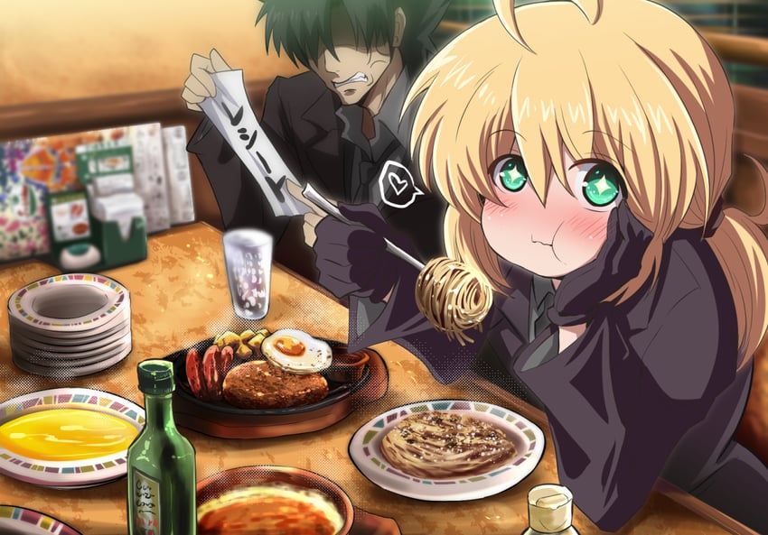 artoria pendragon, saber, and emiya kiritsugu (fate and 1 more) drawn by fujitaka_nasu