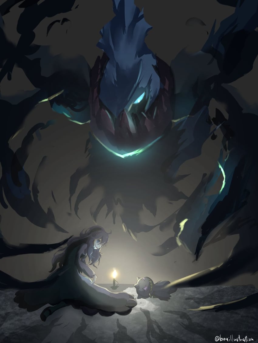 hex maniac, banette, and darkrai (pokemon and 1 more) drawn by bo_(bouillustration)